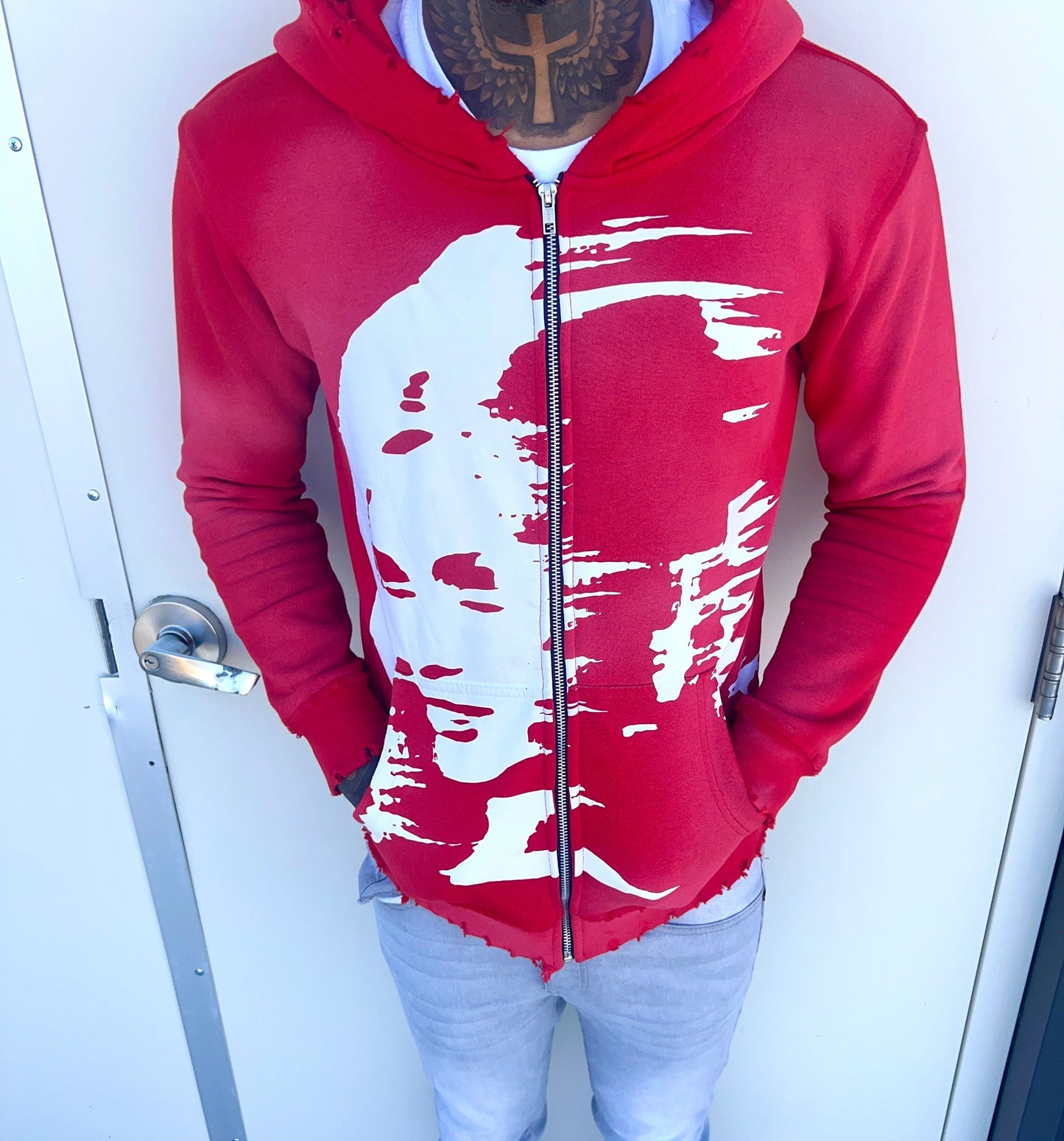 HeartBrokenAttire "FaceFront" Red Acid Wash