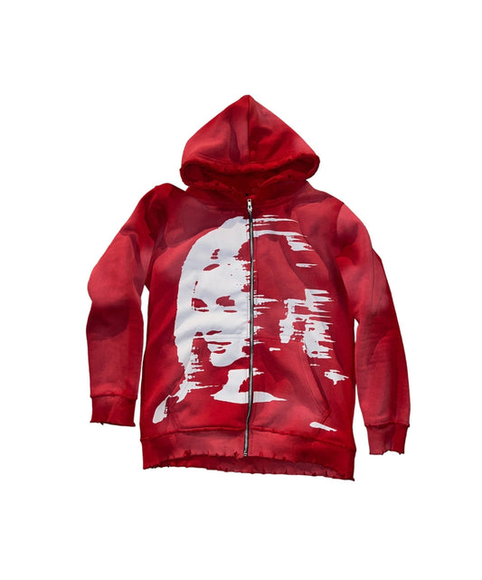 HeartBrokenAttire "FaceFront" Red Acid Wash